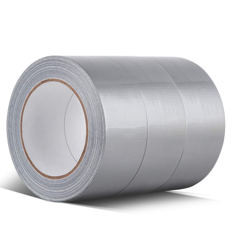 TIANBO FIRST Duct Tape, Silver Grey Duct Tape Bulk for Indoor Outdoor, 1.88 Inches Width x 35 Yard Length (3 Rolls per Pack) - Image 1